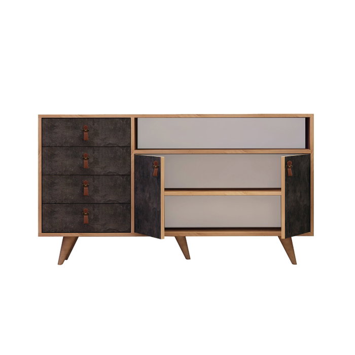 Hanah Home Consola Estilo Moderno Roble y Gris Oscuro 140x86x40 cm